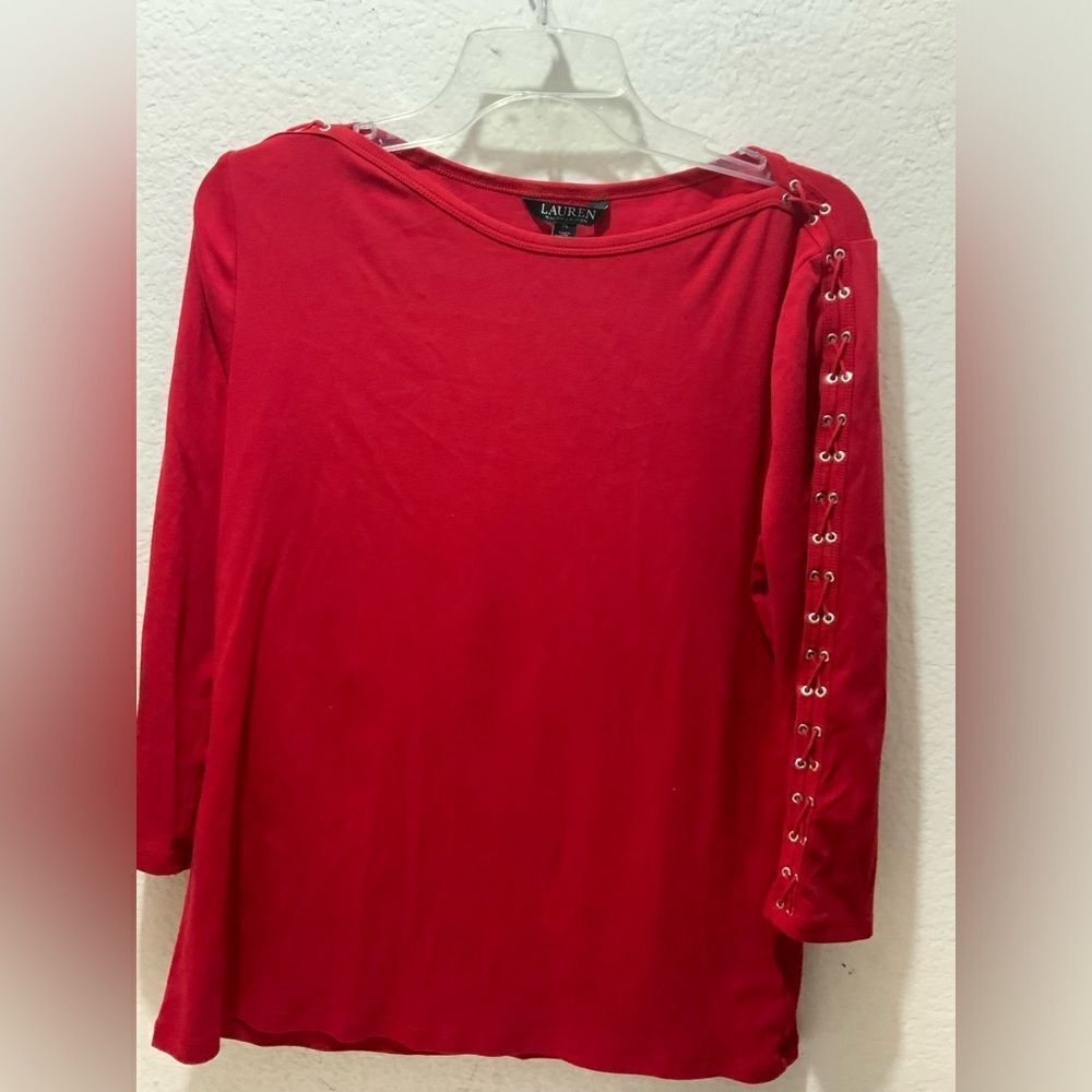 LAUREN RALPH LAUREN Women's Red Blouse Shirt Top large
